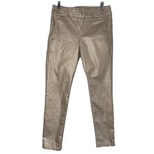 Bevy Flog Women's Tapered Gold Shimmer Pull On Pants Casual Stretch Size 31